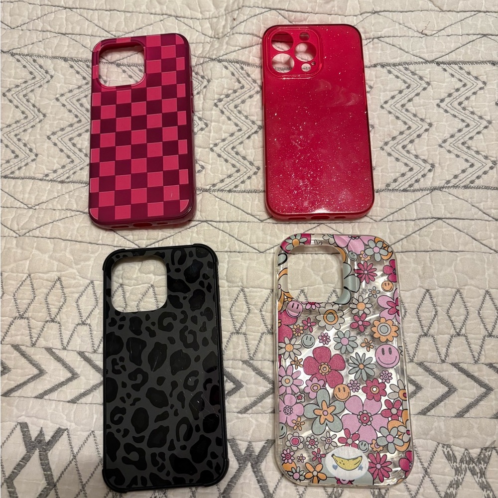 Stylish Phone Case Set - Pink, Black, Multicolor